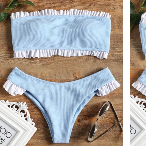 zaful blue and white bikini